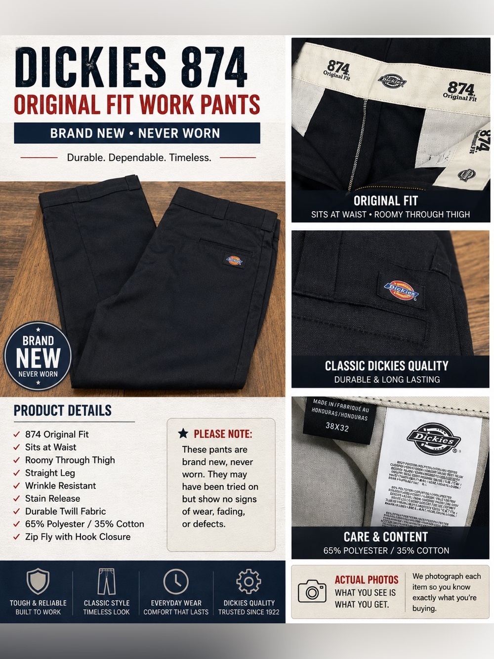 Dickies Black 874 Original Fit Work Pants